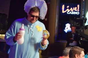 Phil Helmuth dressed up as baby